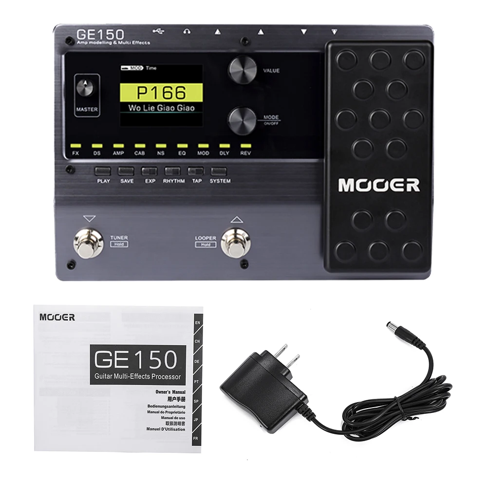 MOOER GE100/GE150 гитарный мультиэффектный процессор педаль эффектов Tap функция темпа с циклической записью(180 s/80 S) гитарные части - Цвет: GE150US Plug