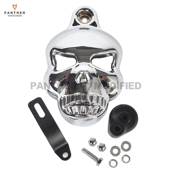 

Black Motorcycle accessories Skull Horn Cover Cowbell case for Harley Davidson Dyna Glide Fat Bob Street Bob 1992-2013