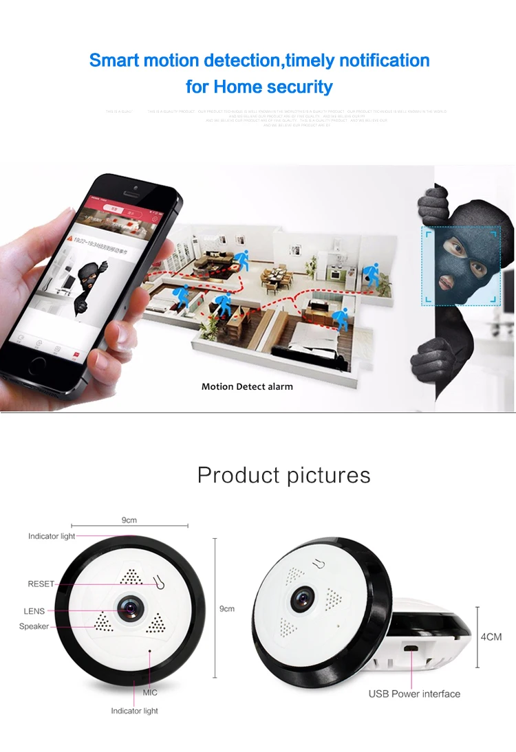 Мини Wifi 360 IP камера безопасности панорамная 1.3mp Беспроводная рыбий глаз 960p HD видео наблюдения Цифровая видеокамера