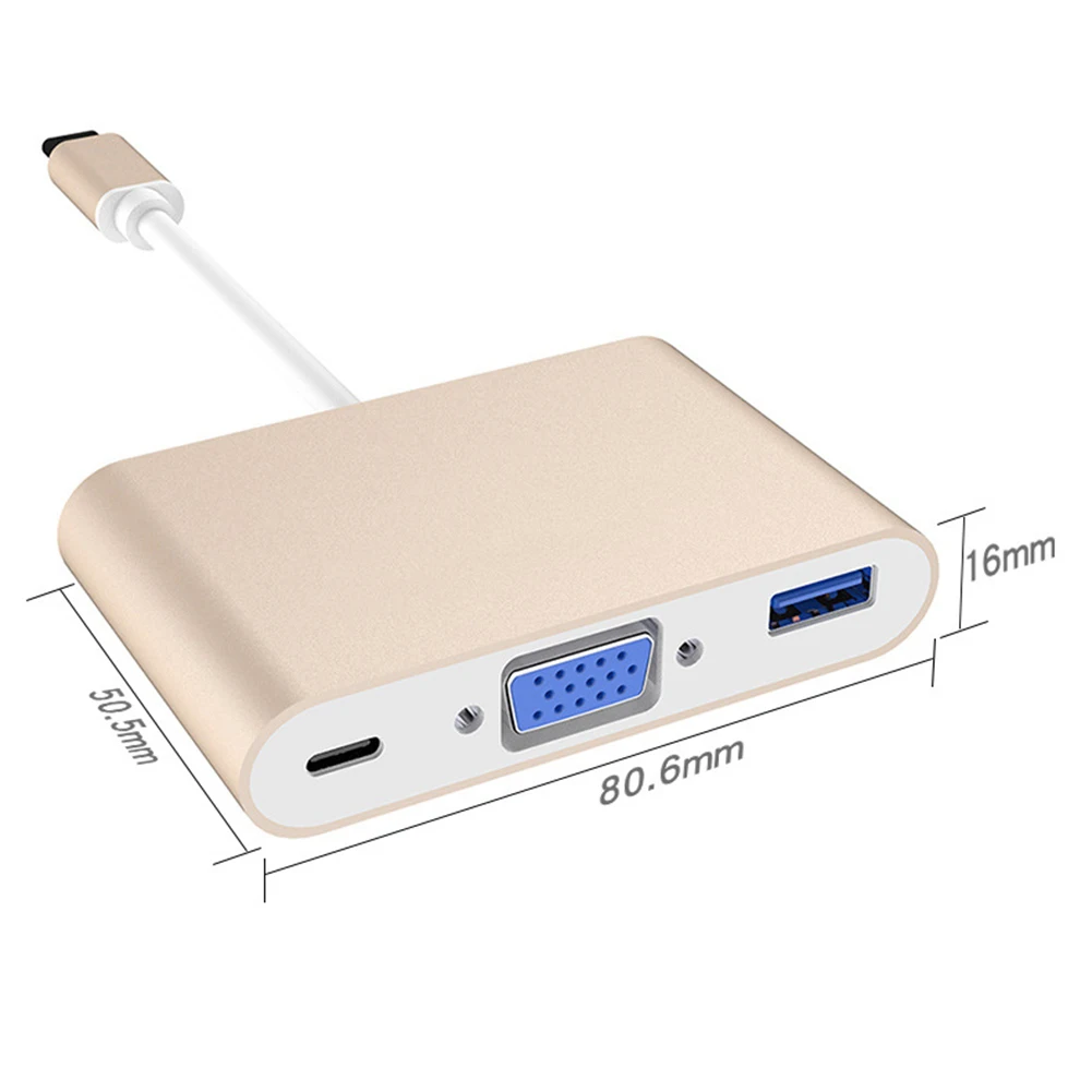 3 в 1 1080P HD type-C к VGA USB 3,0 адаптер конвертер кабель концентратор для MacBook