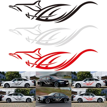 

2pcs Dolphin Totem Car Sticker Car Body Racing Side Door Long Stripe Stickers Auto Vinyl Decal Car Stickers and Decals