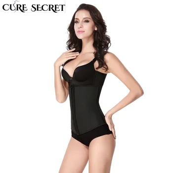 

CURE SECRET Women Latex Waist Trainer Body Shaper Corsets with Zipper Cincher Corset Top Slimming Belt Black Shapers