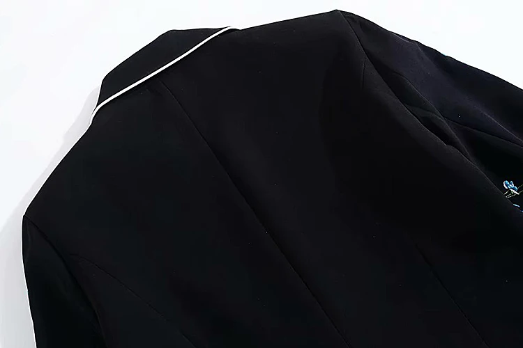 Новая мода, высокое качество, Осенние вечерние костюмы с вышивкой на рабочем месте, топы, узкие брюки, винтажные элегантные шикарные черные женские комплекты