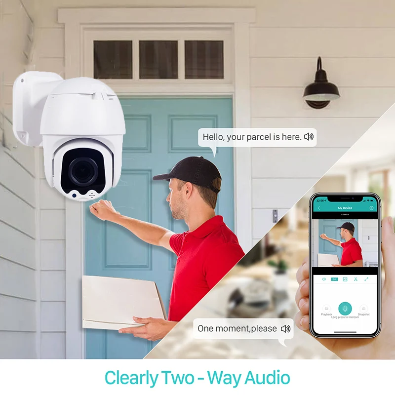 Tanie Kamera ochrony HD 1080P kamera PTZ IP IR zewnętrzna wodoodporna nadzór domowy dwukierunkowy Audio automatyczne śledzenie kamera telewizji przemysłowej PTZ