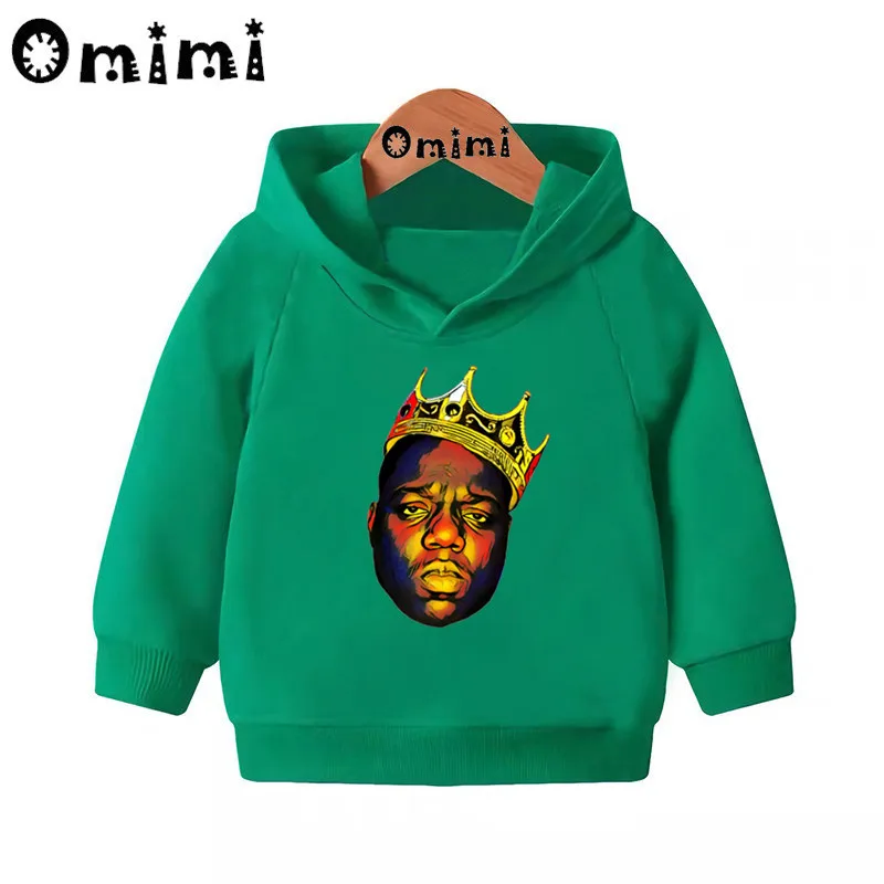 Детские толстовки в стиле хип-хоп с принтом «repper Notorious Big» детские толстовки с капюшоном пуловер для малышей Топы для маленьких девочек и мальчиков KMT456
