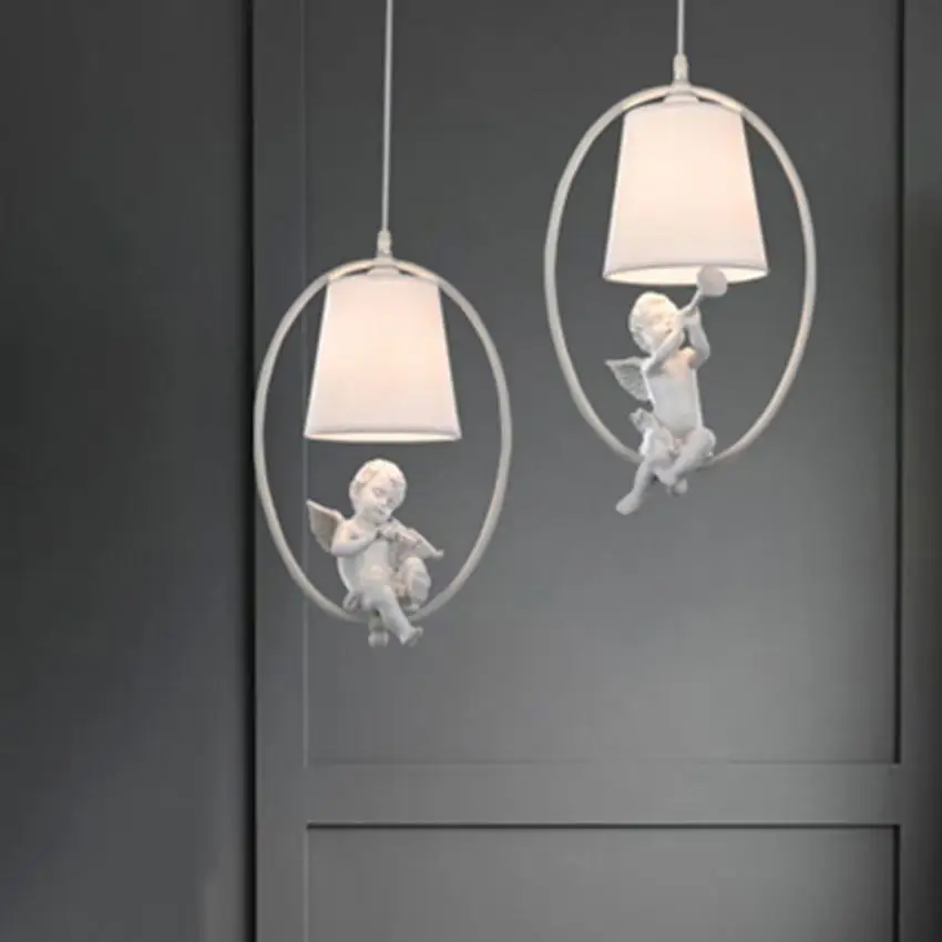 Теплый американский стиль Led подвесные светильники белый Железный столовая Ресторан спальня Кофейня гостиная Светильник Освещение