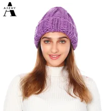 Осенне-зимняя женская шапка из искусственного меха, женская теплая шапка, вязаная шапка, толстая мягкая однотонная Толстая эластичная Лыжная вязаная шапка, шапка