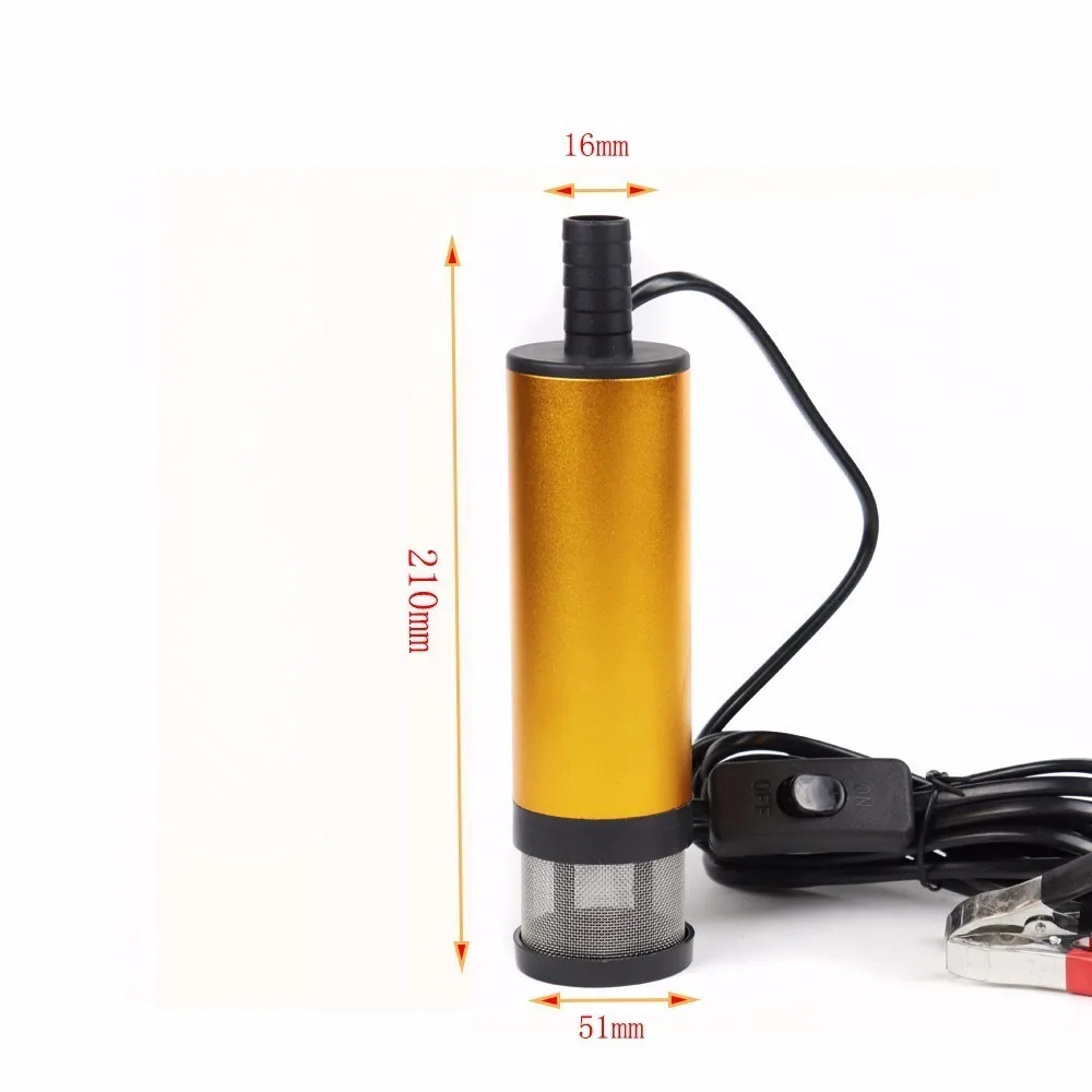 Dc 12v24velectric дизельный топливный насос 51 мм 30l/мин лифт 3 м вода масло автомобилей погружной Алюминий сплава для дизельного топлива, водный транспорт