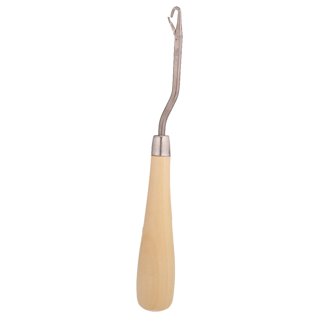 1 Piece 6.3 Inch Wooden Bent Latch Hook Tool, Knitting Tool for Rug Making and Art Crafts