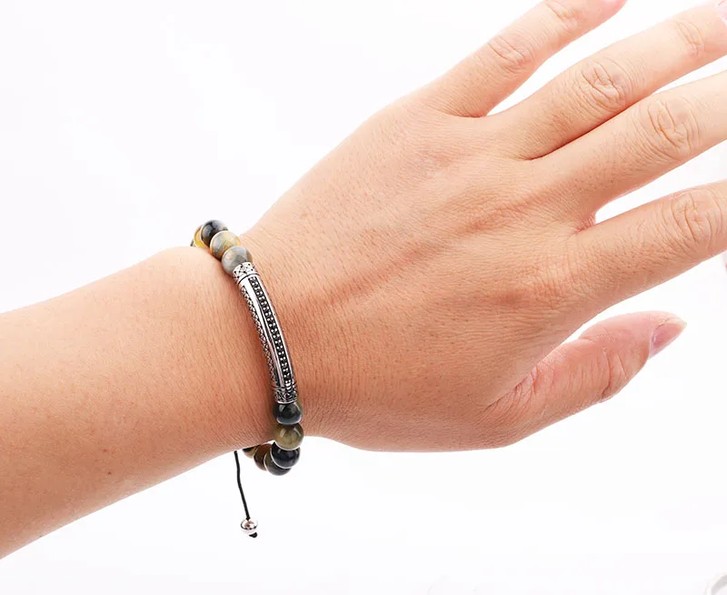 New Men Bracelet Natural Stone Beads Stainless Steel Tube Friendship Macrame Bracelet Men Jewelry Gift - Image 6