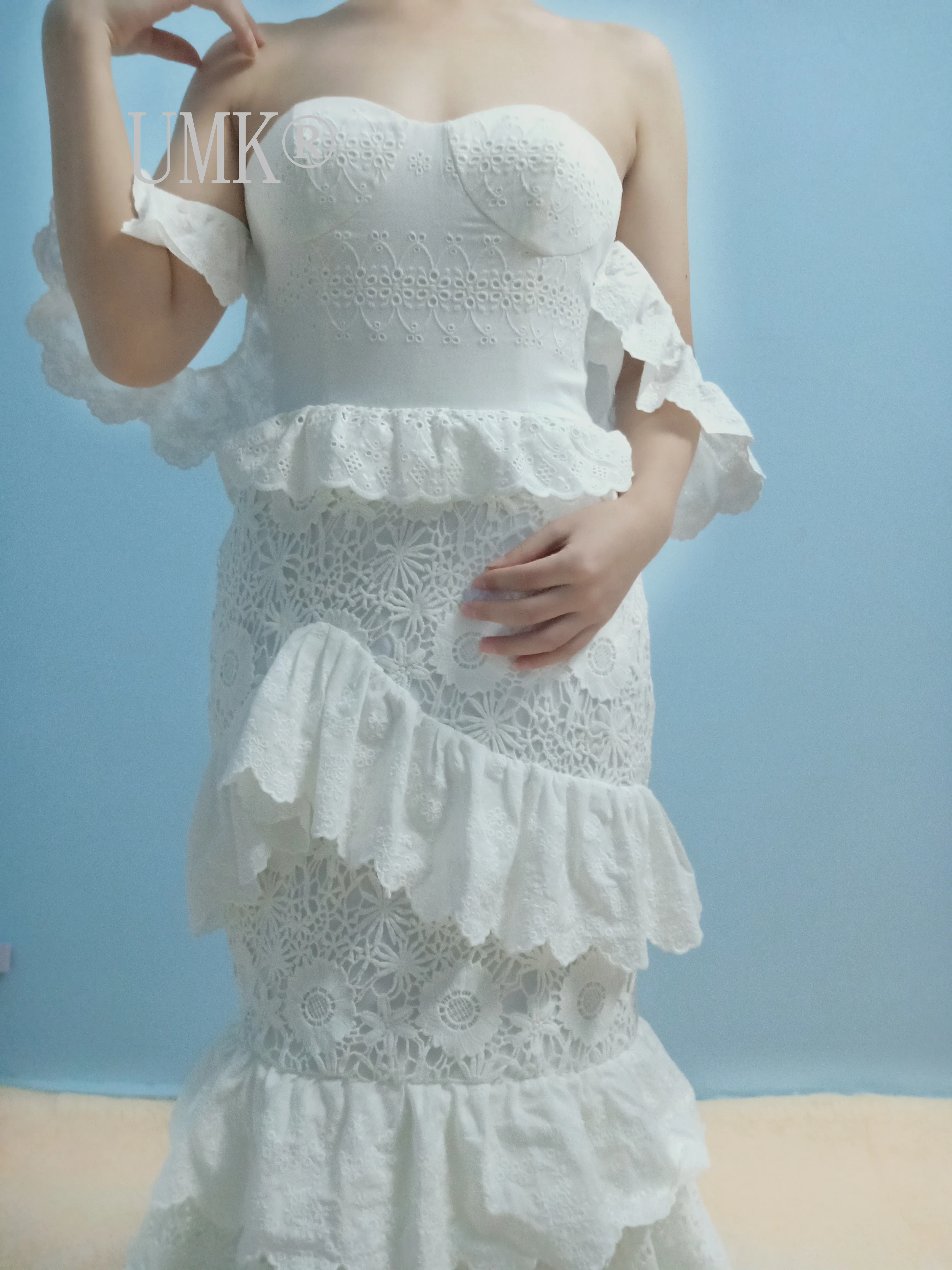 UMK Vestido De Noiva романтическое кружевное свадебное платье в стиле бохо пляжное винтажное богемное свадебное платье с открытыми плечами