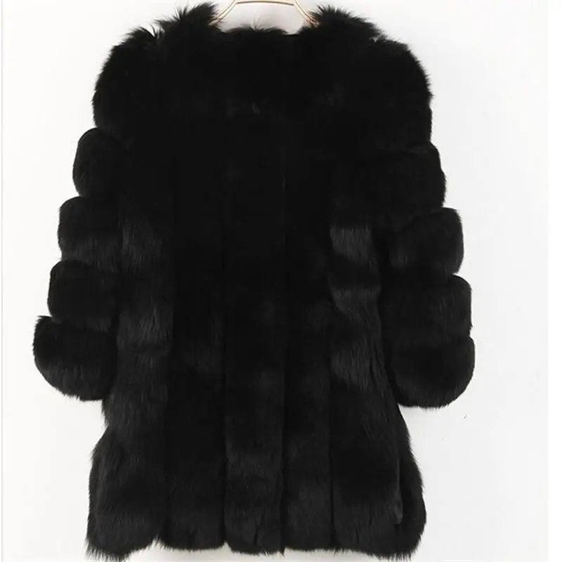 Женское зимнее пушистое пальто из искусственного меха, Высококачественная Толстая имитация меха лисы, женская теплая верхняя одежда