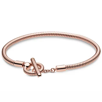 

New 925 Sterling Silver Bracelet Rose Moments Crown O T-bar Snake Chain Bracelet Fit Women Bead Charm Diy Europe Jewelry