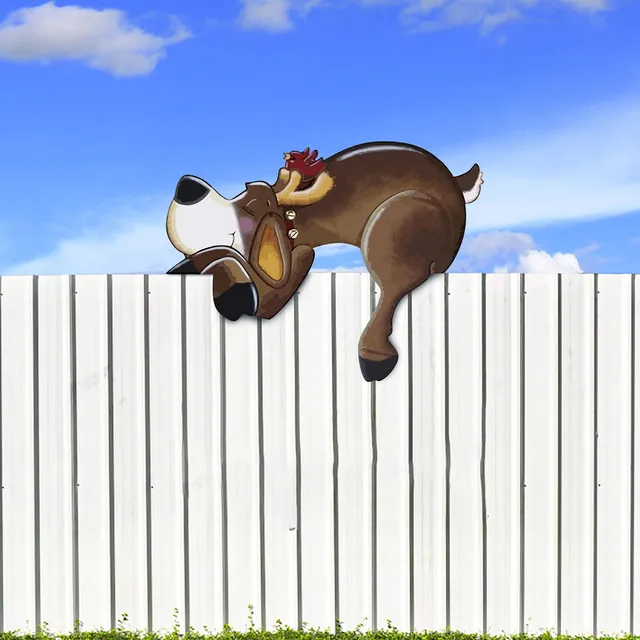 Elk Kukucskáló Kerítés Peeker Karácsonyi Dekoráció Szabadtéri Ünnepségre A Dekorációk Újévi Navidad Otthon - Image 2