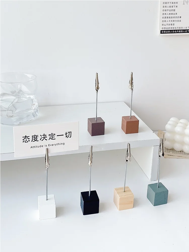 1pcs Retro Color Wood Photo Note Clip Mini Table Wooden Display Stand Holder for Memo Paper Desk Accessories Office School F891 5
