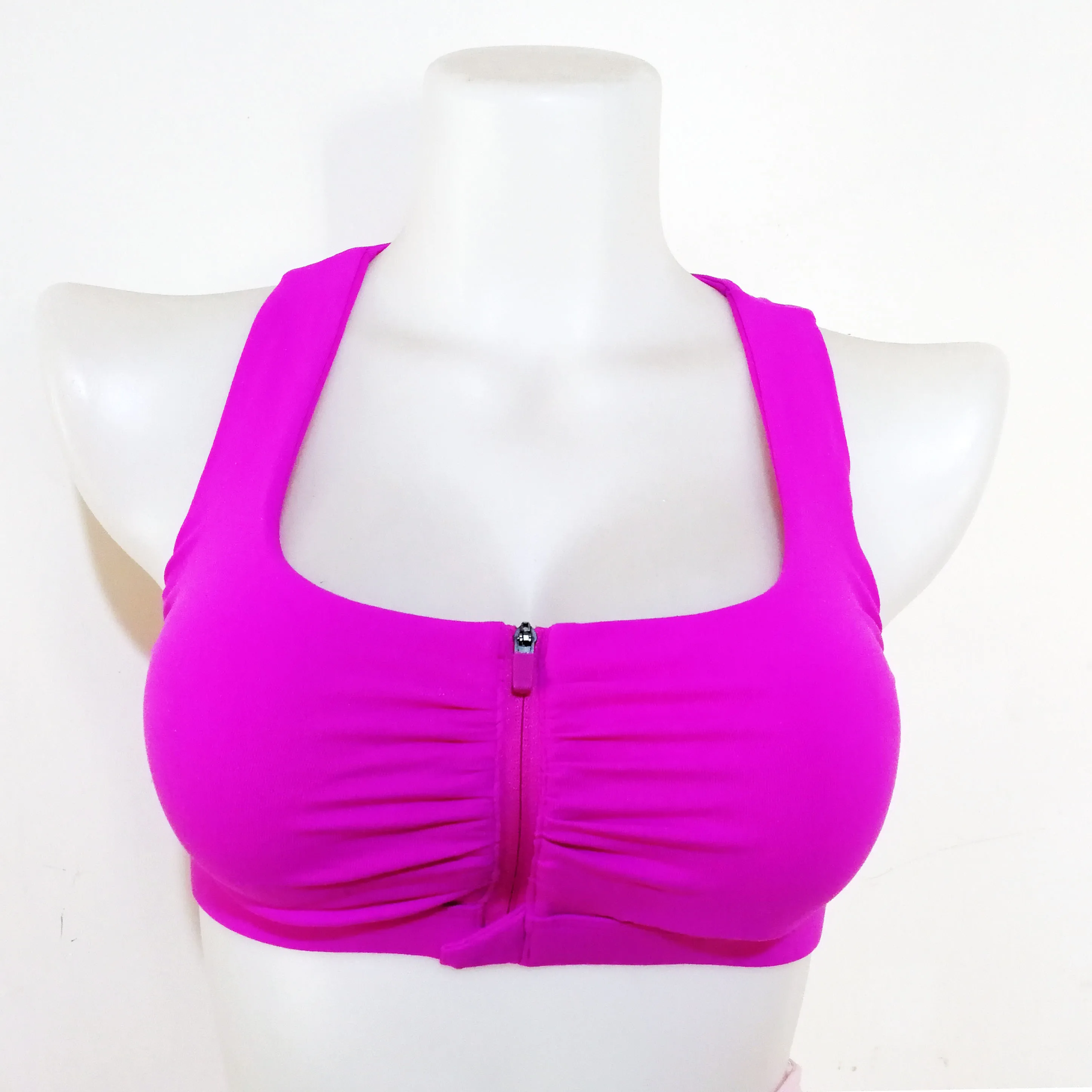 HTLD Front Zip Fitness Bras for Women Underwear Wire Free Bras With