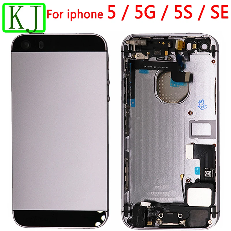 Для iPhone 5 5G 5S SE Задняя крышка батареи с гибким кабелем металлический корпус среднего шасси+ Sim карта полная сборка