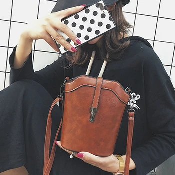 

Vintage Bucket Bags Women Crossbody Single Shoulder Female Handbag Designers Luxury Messenger Bag Female Top Handle Clutch Bags