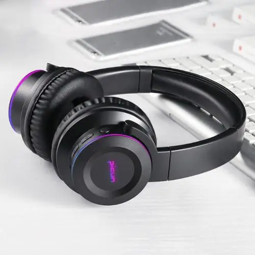 Portable Universal Colorful Light Touch Control Earphones HiFi Stereo Wireless Bluetooth 5.0 Earpiece - Цвет: Черный