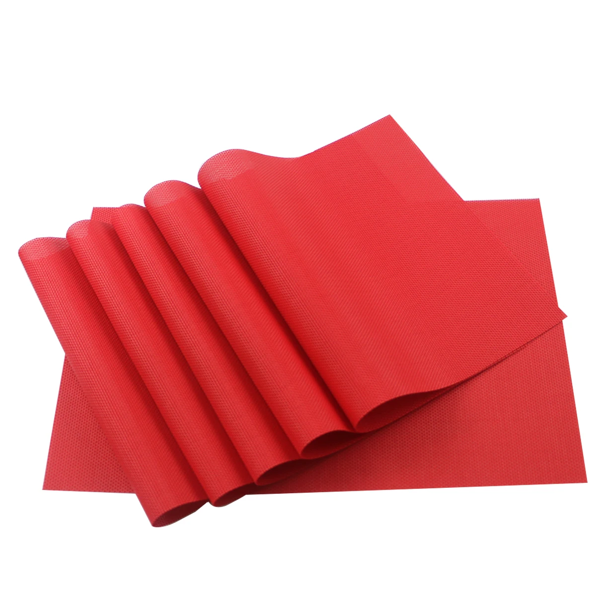 JANKNG 6 шт. термостойкий и водонепроницаемый ПВХ коврик для столовых приборов Красочные нескользящие коврики для обеденного стола кухонные принадлежности - Цвет: Solid red