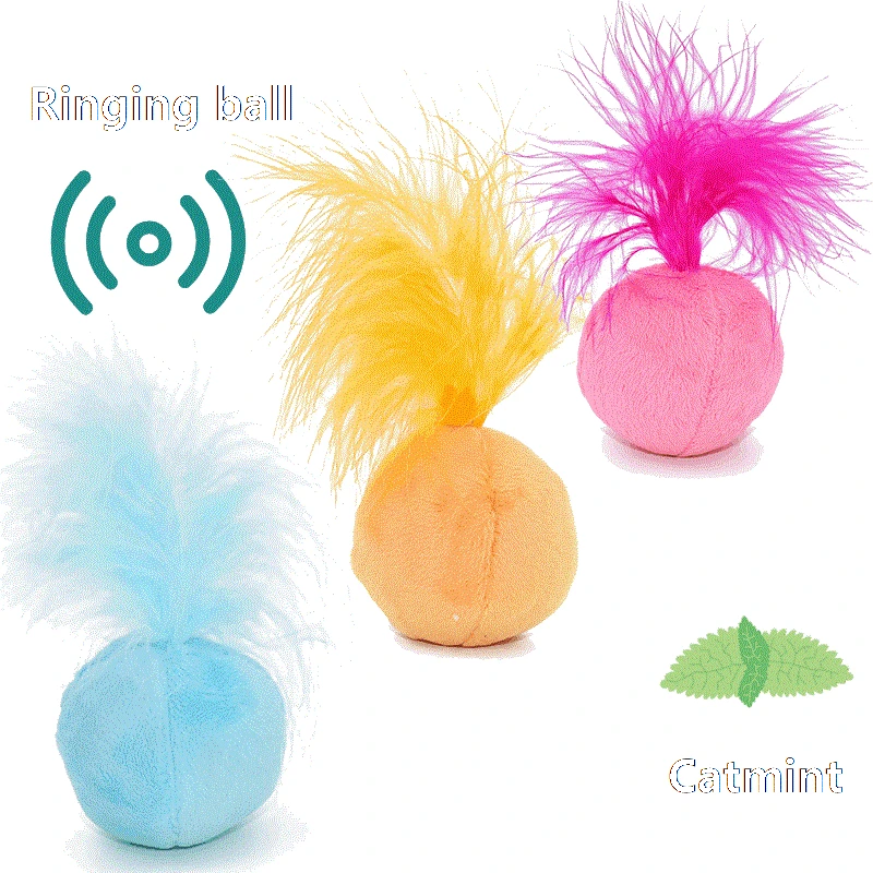 

New Sound Catnip Cat Toy Ball Bell Feather Funny Cat Claw Toy Flannel Teaser Pet Cat Supplies Free Shipping