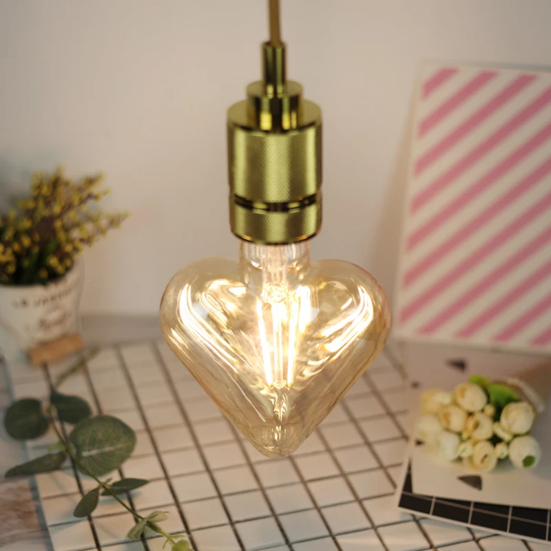 Забота светодиодный лампа Эдисона персикового цвета сердце Светодиодная