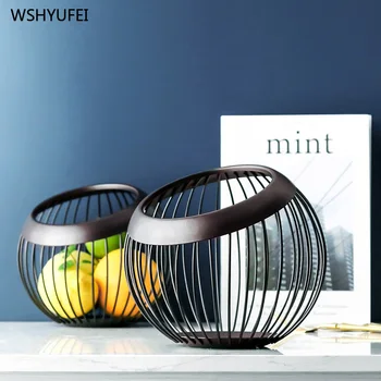 

Nordic Style Geometric Vegetable Fruit Metal Wire Basket Kitchen Desktop Storage Bowl Container Table Fruit Plates Decoration