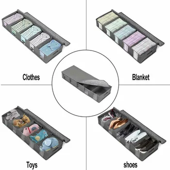 

5 Sections Transparent Storage Bag Organizer For Clothing Blankets Linen Bath Towels Pillow Bed Sheets Storage Bag Under Bed
