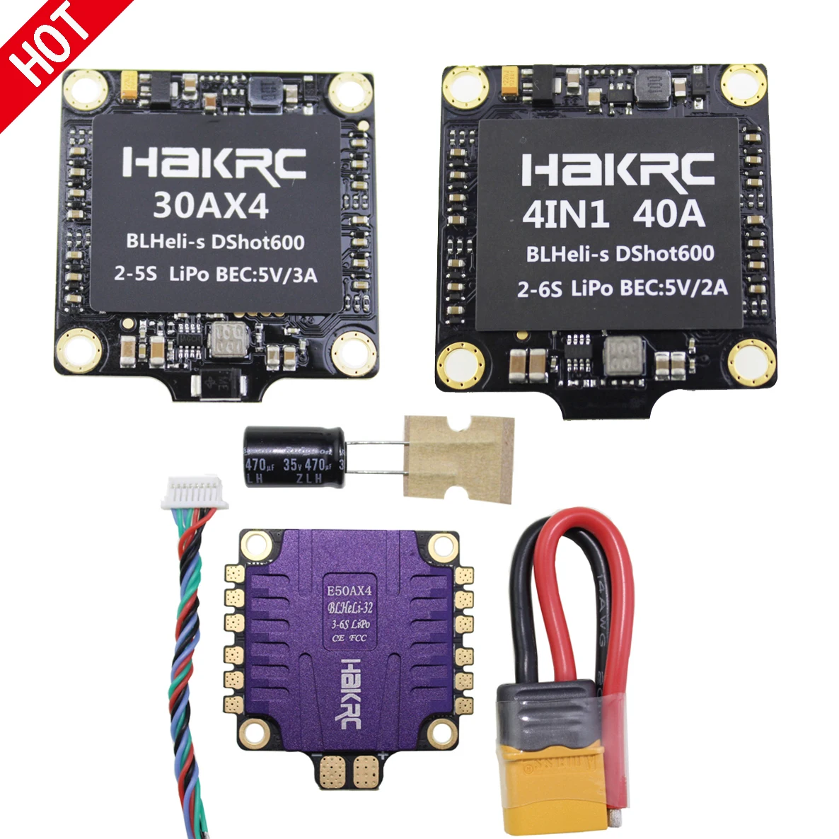 HAKRC 4x50A 30A 40A 4 в 1 50A 3-6S blheli _ 32 5V 3A BEC Dshot1200 мини-размер ESC для DIY квадрокоптера FPV