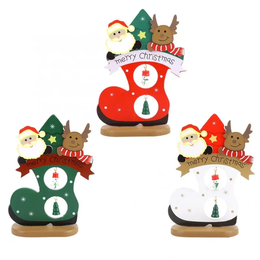 Christmas Deasktop Decor Beautiful Painted Snow Boot Stockings Shape Santa Claus Desktop Ornament Christmas Decoration