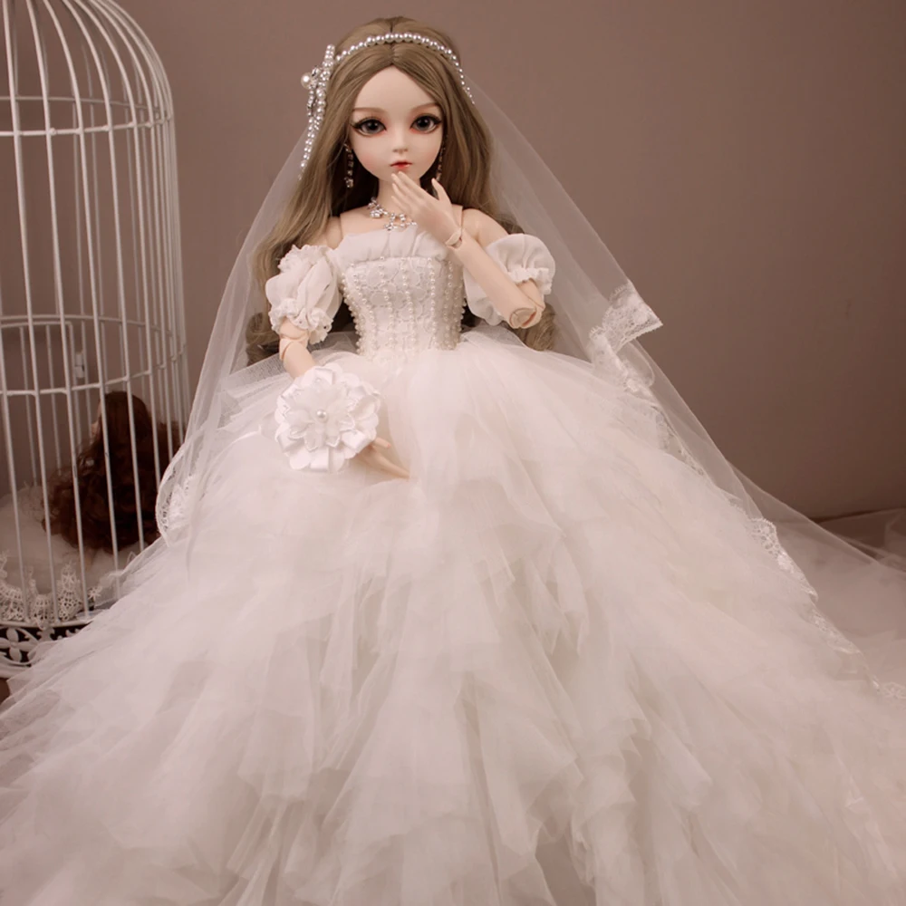 EVA BJD 1/3, BJD невесты, кукла ручной работы, макияж, 24 дюйма, 60 см, белое платье+ стеклянные глаза+ аксессуары, парики, одежда, обувь, свадебный подарок