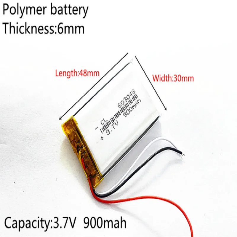 3 line 3.7V 900mAh 603048 Lithium Polymer Li-Po li ion Rechargeable Battery cells For Mp3 MP4 MP5 GPS mobile bluetooth