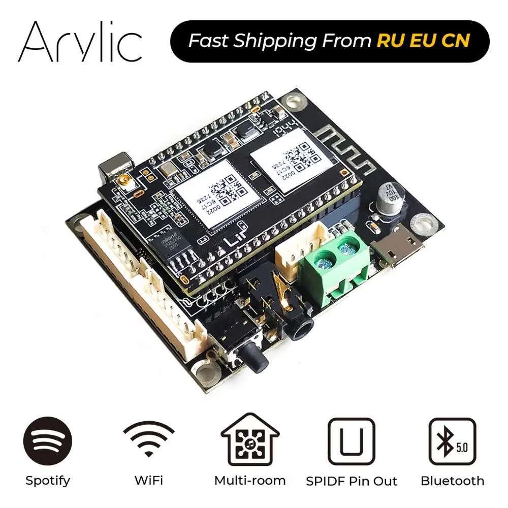 Плата беспроводного аудио приемника Up2Stream Mini V3 Wi Fi и Bluetooth 24 бит 192 кГц FLAC несколько