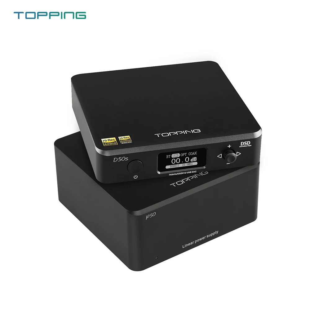 Черный Топпинг D50s Bluetooth DAC+ Топпинг P50 Линейный источник питания - Цвет: Черный