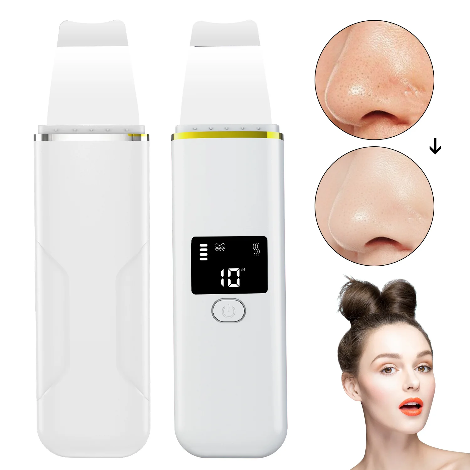 

Ultrasonic Face Spatula Machine Whitening Remove Grains Ultrasound Scrubber Electric Vacuum Pore Clean Blackhead Remover