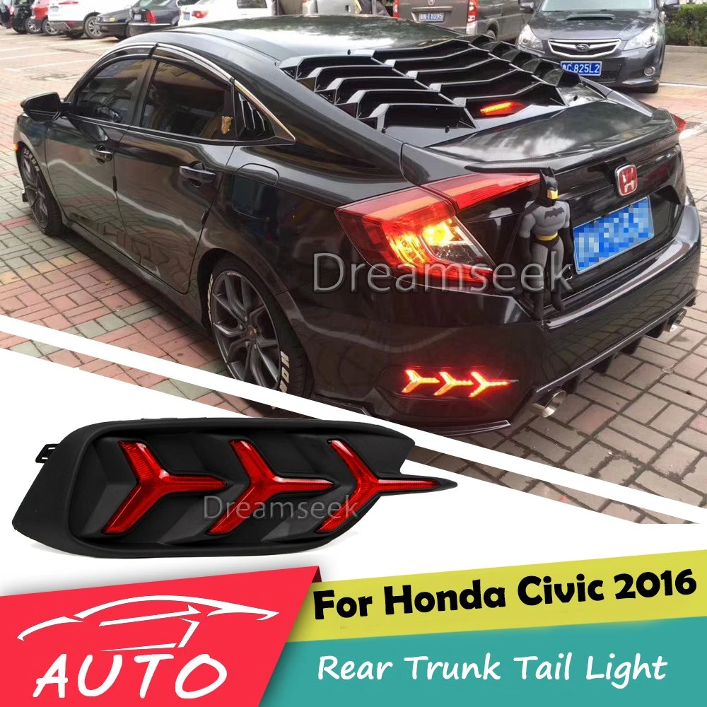 LED Rear Bumper Reflector Drive Brake Signal Light For Honda Civic 2016