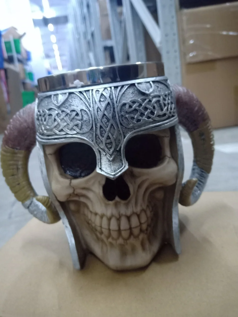 3D крутой череп Рог рыцарь нержавеющая сталь чашка кофейные чашки и чашки для напитков стакан кофейные кружки бар чашка для воды подарки на Хэллоуин - Цвет: 2