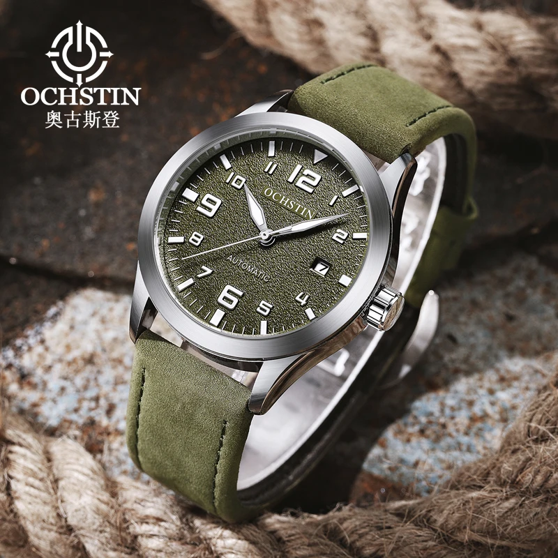 Mechanical Watch Men Leather Strap Calendar