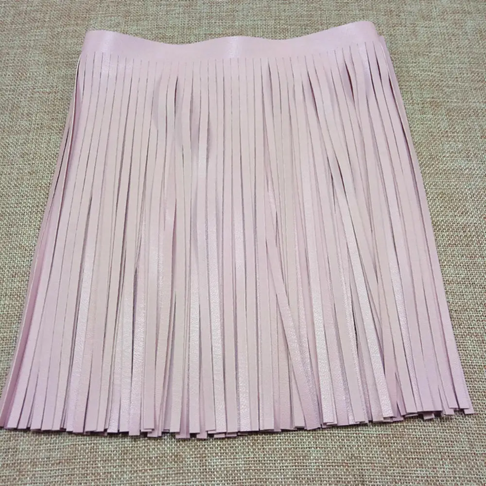 Pink Аксессуары для одежды, 0,5 м, черные аксессуары из искусственной кожи, двойная отделка, кожа, кисточка, сделай сам, шитье, кружева, бахрома, отделка - Color: Pink