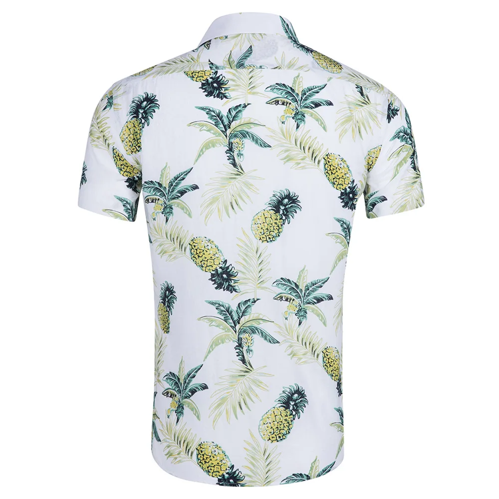 Летняя рубашка мужская, с коротким рукавом Цветочный принт Camisa Masculina отложной воротник мужские рубашки уличная гавайская рубашка Blusa человек