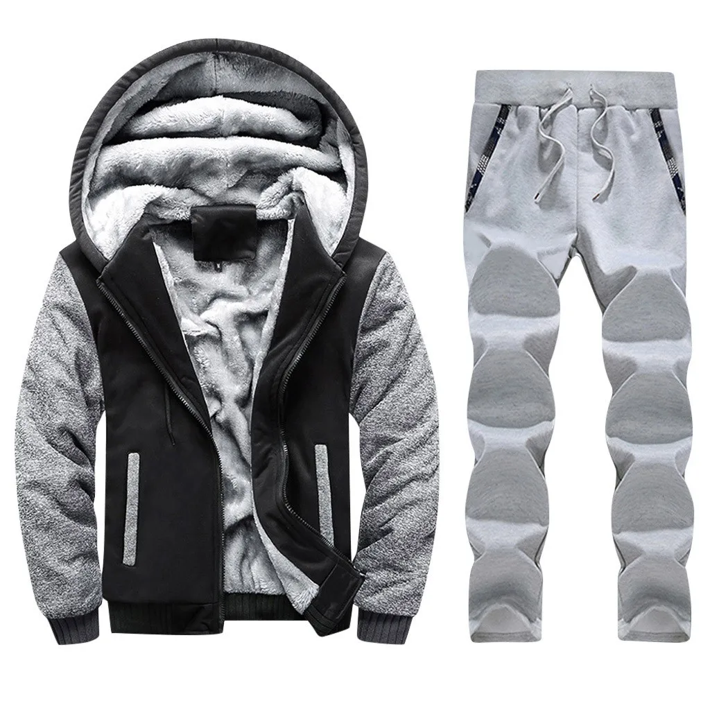 Мужская одежда, мужская зимняя толстовка с капюшоном, теплая, утепленная, на молнии, с мехом внутри, свитер, верхняя одежда, пальто, брюки, наборы, спортивный костюм