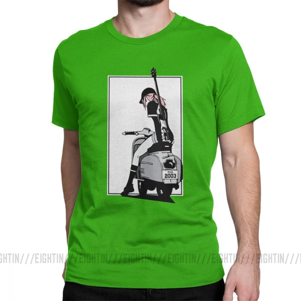 Haruko Vespa футболка мужские футболки с короткими рукавами классные футболки с круглым вырезом из чистого хлопка топы подарок на день рождения футболки - Цвет: Зеленый