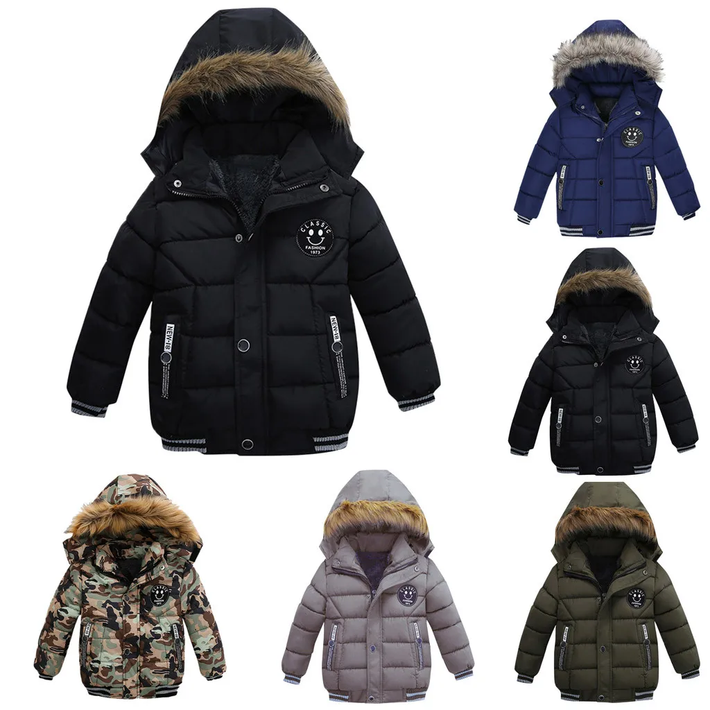 Coat Children Winter Jacket Coat Boy Jacket Warm Hooded Kids Clothes Zipper Pocket Coat Casual Outerwear Autumn Winter Overcoat