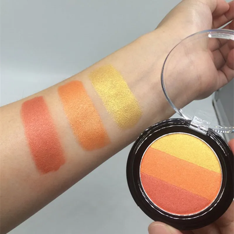 Палитра теней для век розовые мерцающие 3 цвета корейские тени макияжа