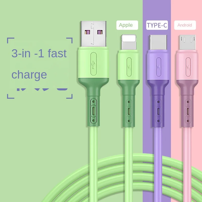 

Data Cable Liquid Soft Line Fast Three-in-One Data Cable for iPhone Android TYPE-C Multifunctional Three-in-One Charge Cable