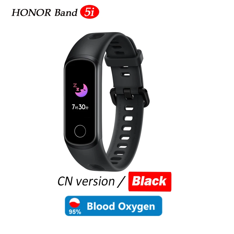 Браслет Honor Band 5i, умный браслет с кислородом крови, зарядка через usb, контроль музыки, спортивный фитнес-браслет, беговая дорожка - Цвет: black CN only