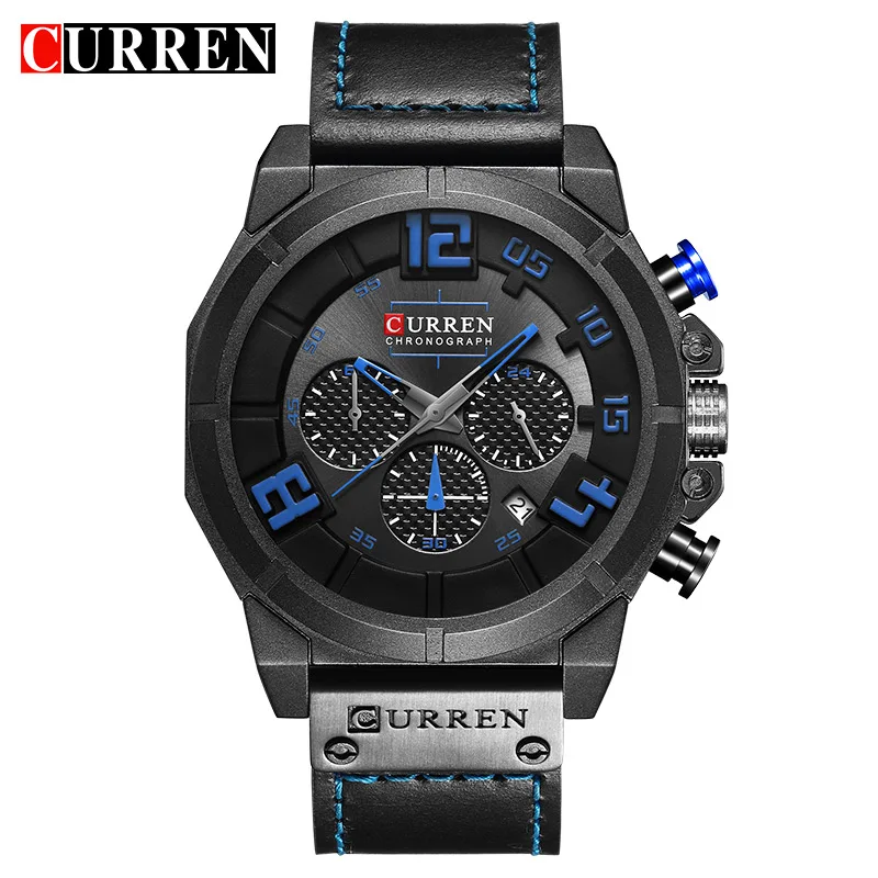 

CURREN Mode Fashion Men's Watch Sports Wristwatch Chronograph Waterproof Quartz Male Clock Leather Strap relogio masculino