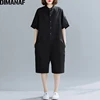 Promo Women Clothing Playsuits-Pants Office Plus-Size Summer Solid DIMANAF Loose Cotton Trousers 4000980184333