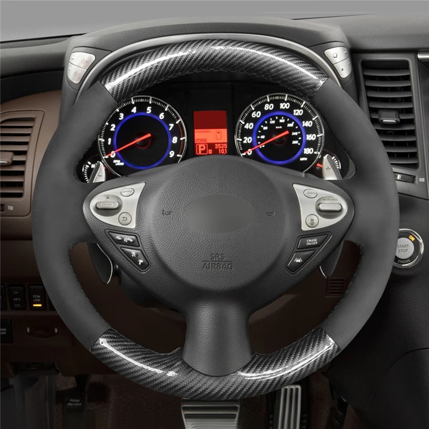 Чехол на руль из углеродного волокна для Infiniti FX35 FX37 FX50 QX70 2014 2018 Nissan Juke Maxima Sentra