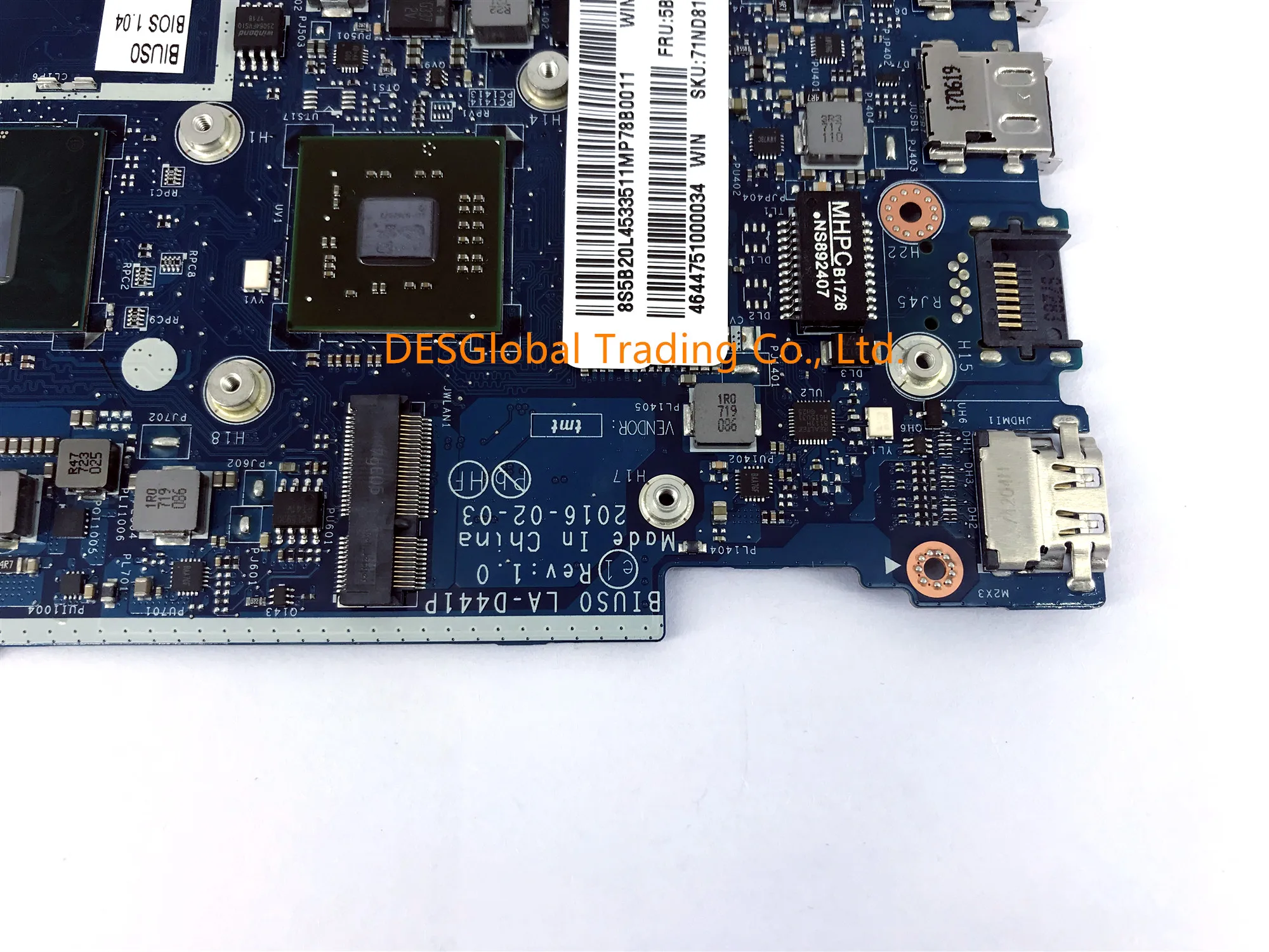 Оригинальная материнская плата для ноутбука lenovo IdeaPad 510s-13isk 510S-13IKB BIUS0 LA-D441P I7-6500U DDR4 материнская плата тест